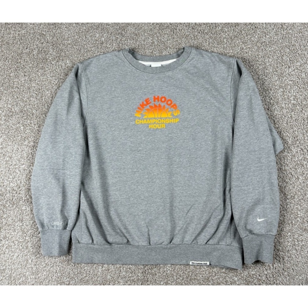 Nike Sweatshirt Mens Large Gray Dri-Fit Standard Issue Hoops Championship Hour